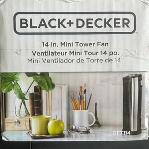 NWT Black & Decker 14 in Mini Tower Fan BFT114 - Air Circulation -3 Speed